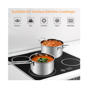 Utensilios de cocina de alta resistencia de 6 piezas, juegos de utensilios de cocina de acero inoxidable revestidos de <span class=keywords><strong>3</strong></span> capas, juego de ollas y sartenes con tapa de acero inoxidable - Product Image 5