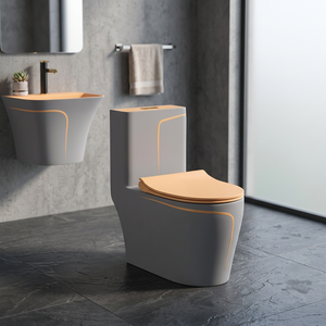 WC monobloc luxueux Vistaar avec lavabo mural suspendu, ensemble de salle de bain coloré, WC, commode, articles sanitaires - Product Image 3