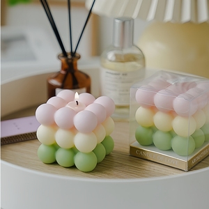 Vela Aromática en Forma de Cubo con Degradado de Color Pastel, Mini Esfera de Burbujas, para Decoración del Hogar y Regalo - Product Image 3