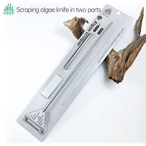 SEMANA AQUA <span class=keywords><strong>Acuario</strong></span> 18 pulgadas Acero inoxidable Algas Maquinilla de afeitar Herramienta de limpieza Tanque de peces Raspado Algas Cuchillo - Product Image 1