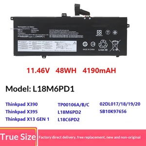 Batterie d'ordinateur portable Li-ion de remplacement L18M6PD1 L18C6PD2 pour Lenovo Thinkpad X390 X395 X13 Gen1 TP00106A TP00106B TP00106C Nouvelle Charge - Product Image 6