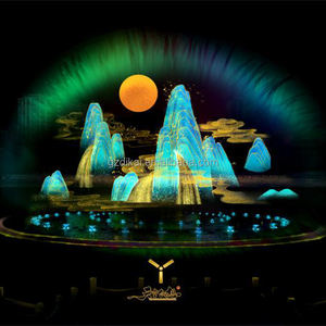 Film de rideau d'eau en image 3D, ville côtière de haute qualité, grand spectacle de <span class=keywords><strong>fontaine</strong></span> d'eau en plein air dans la place du parc - Product Image 3