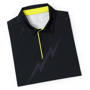 Vente en gros Chemises de golf imprimées décontractées en polyester spandex Polo de golf pour hommes polos ajustés à sec extensibles dans les 4 sens