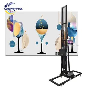 Small vertical UV CMYKW double head wall printer 3d wall painting machine printing machine with ups battery