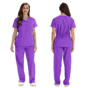 Women's Short Sleeve Stretch Scrub Suit Set Moisture Wicking Hospital Uniforms For Medical Beauty Use - Product Image 2