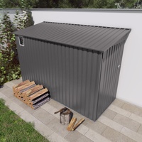 Envío Gratis: Cobertizo Metálico de 4x9 pies para Exteriores con Puerta y Ventana con Cerradura, Techo Inclinado y 6 Ventilaciones para Jardín