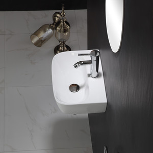 Fregadero de instalación para colgar en la pared al por mayor, lavabo de cerámica con diseño a buen precio y orificio para grifo - Product Image 4