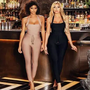 Màu Đen Màu Sắc Khaki Phụ Nữ Sexy Tắt Vai Bodycon Dài Chiều Dài Jumpsuit Thanh Lịch Buổi Tối Đảng Kỷ niệm Jumpsuit