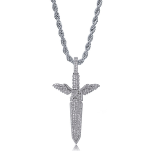 18 chico gay hombre hiphop helado lleno de diamantes oro <span class=keywords><strong>21</strong></span> <span class=keywords><strong>SAVAGE</strong></span> colgante ángulo espada collar - Product Image 6