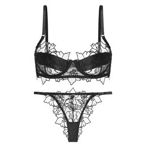 Lingerie Sexy da Donna in Stile Francese, Reggiseno Ultra-Sottile in Pizzo Ricamato per l'Estate, Set Reggiseno Modellante Anti-Cedimento per Seni Più Grandi - Product Image 1