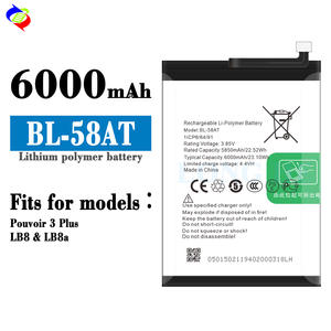 6000mAh 携帯電話バッテリー Tecno Pouvoir <span class=keywords><strong>3</strong></span> Plus LB8 LB8a BL-58AT バッテリー充電式電池 - Product Image 2