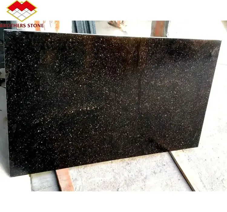 Revêtement de sol en granit moderne à carreaux noir-blanc Vente en gros de dalles de granit indiennes polies Black Star Galaxy pour comptoir
