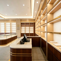 Étagères personnalisées pour magasins de tabac : Panneaux rainurés classiques éclairés par LED pour vitrines murales de boutiques de cigares
