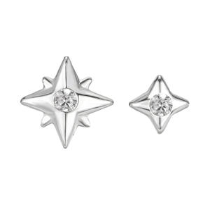 S999 Sterling Silver Mini Boucles D'oreilles Asymétriques Starlight Oreille Pôle Dormir Gratuit Unique Niche Design Pied Argent Goutte - Product Image 5