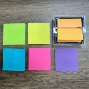 अनुकूलित प्रचार 6 रंग वर्ग स्वयं चिपकने वाला एन बार स्टिकी नोट डिस्पेंसर प्लास्टिक काले रंग धारक बॉक्स शिक्षक उपहार