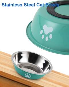 Mangkuk Makanan Kucing Anti Selip dari Stainless Steel 4 Warna Ramah Kumis untuk Anak Kucing - Product Image 3