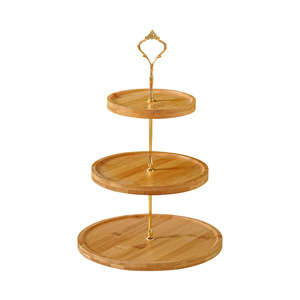 Đơn giản nhà khách sạn nhà hàng trái cây tráng miệng bánh xoay hiển thị vòng tre gỗ ba lớp cao Pallet - Product Image 5