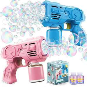 Pistola de Burbujas Automática LED, Paquete de 2 Máquinas de Burbujas con Solución para Burbujas, de Plástico, para Fiestas al Aire Libre, Regalo para Niños - Product Image 1
