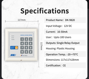 Budget-friendly <b>access</b> <b>control</b> PVC door <b>control</b> High reliability keypad Affordable door <b>access</b> <b>control</b> - Product Image 2