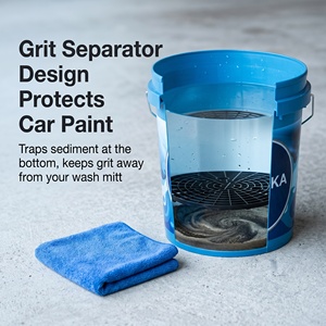 WB-P014 Seau de <span class=keywords><strong>lavage</strong></span> <span class=keywords><strong>auto</strong></span> en plastique PP 15L avec filtre anti-grains et couvercle, seau de detailing robuste pour l'entretien automobile - Product Image 3