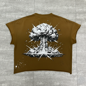 T-shirt Oversize Personalizzata 100% Cotone con Stampa DTG, Collo e Polsini Tagliati a Vivo, Effetto Schizzi e Sbiadito al Sole, Stile Distressed - Product Image 2