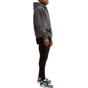 Vente en gros de sweats à capuche de luxe personnalisés pour hommes, surdimensionnés, en coton 100% 500 g/m², en molleton français, sans cordon - Product Image 3