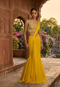 Elegante Sari de Satén de 3 Piezas para Mujer AKS GROUP con Bordado - Estilo India y Pakistán, Ropa de Fiesta para Todas las Temporadas, Secado Rápido - Product Image 3