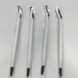 Pinceau à sourcils double embout avec brosse à mascara, couleurs blanc, rose, noir, marque privée, pour l'application du crayon à sourcils - Vente en gros - Product Image 4