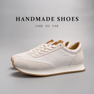 Giày da bò nam cao cấp thường ngày lấy cảm hứng từ phong cách của Forrest Gump Thiết kế đục lỗ có dây buộc thấp để đi bộ - Product Image 2