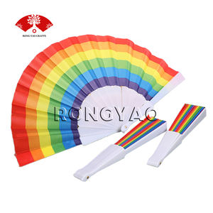 Abanico de plástico blanco, plegable, arcoíris español, plegable, rendimiento de baile, decoración del hogar, abanico - Product Image 1