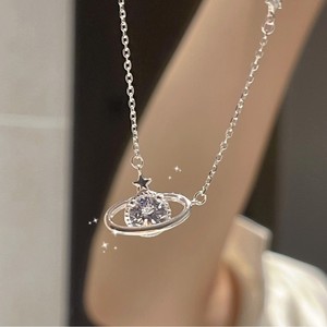 Collier simple rétro tendance en argent pur S925 avec zircon, chaîne de clavicule tendance, bijoux légers en gros - Product Image 3