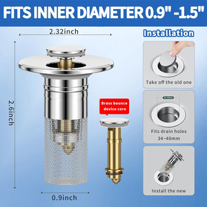 Sanipro chống tắc nghẽn chống ăn mòn phòng tắm Chất Thải Bồn Rửa cắm thoát nước lọc pop-up bồn tắm vòi hoa sen sàn cống lưu vực - Product Image 6