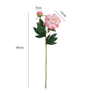 Bouquet de pivoines artificielles en soie Ruilisi, deux têtes, rose Brahma et blanc, décoration d'intérieur, accessoires de mariage - Product Image 5