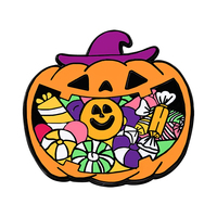 Broche en métal Halloween, motif fantôme drôle et tête de citrouille, style dessin animé mignon, cadeau d'Halloween
