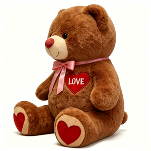 Customized Valentine teddy <b>bear</b>, brown heart <b>bear</b> plush, love stuffed animal, <b>pink</b> bow teddy <b>bear</b>, romantic gift plush - Product Image 1