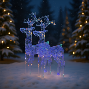 Decoraciones navideñas de renos acrílicos, figuras con iluminación LED de 23,6x6,3x39,4 pulgadas para sala de estar, estilo moderno - Product Image 2