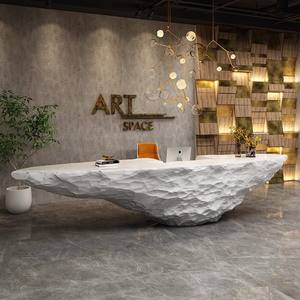 Lusso unico I a forma di scrivania in vetroresina Logo cassiere ristoranti Hotel Front <span class=keywords><strong>Desk</strong></span> salone scrivania da ufficio moderno per la vendita - Product Image 2