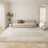 EiffelHome Tapis de table basse moderne et simple à poils moyens, personnalisable, antidérapant, en fausse fourrure à rayures