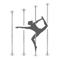 Barre de danse réglable en hauteur en acier inoxydable, barre statique rotative 2-en-1 de 45 mm pour entraînement de fitness à domicile