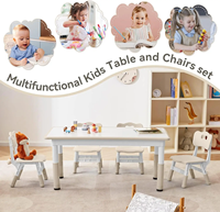 Ensemble Table et 4 Chaises en Plastique pour Enfants Facile à Nettoyer Bureau d'Étude Anti-Graffiti pour Jardin d'Enfants Mobilier de Garderie