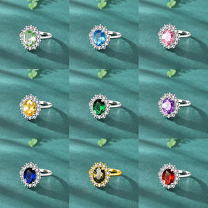 Hainon S925 Sterling Zilveren Prinses Diana Saffier Zirconia Verlovingsringen Voor Vrouwen Jubileum Belofte Ringen Voor Haar - Product Image 2