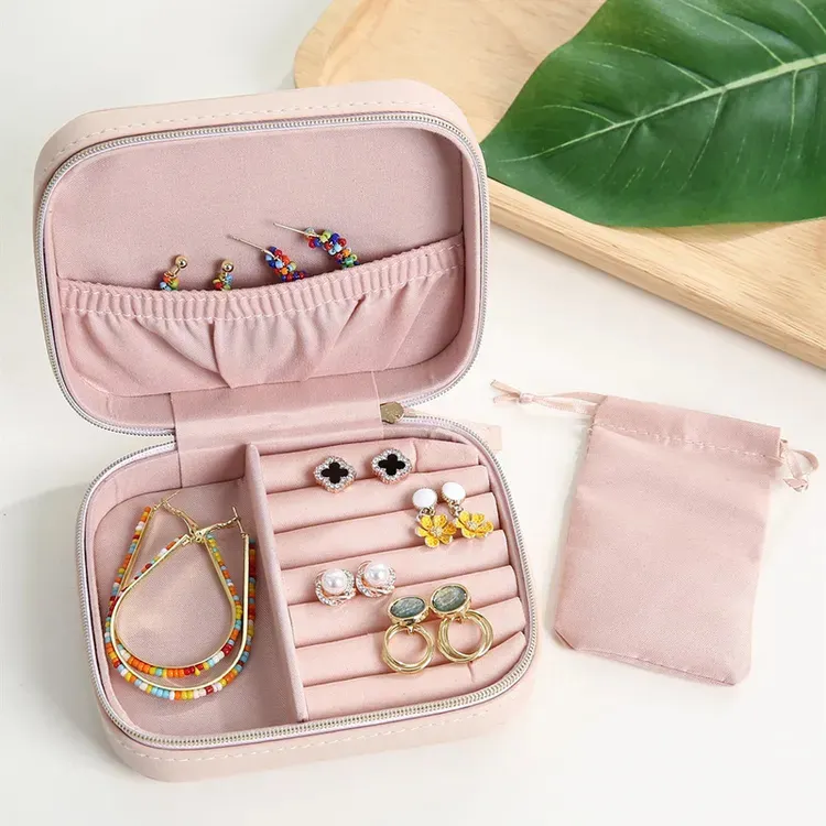 Kotak Perhiasan, Kulit PU Sederhana Anting-Anting Kreatif Portabel Kotak Penyimpanan Perhiasan Cincin Perhiasan Kecil