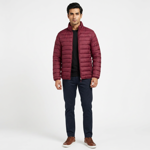 Veste d'hiver matelassée pour homme en gros, sur mesure, col montant, tissu toile, logo personnalisé positionné à l'avant - Product Image 1