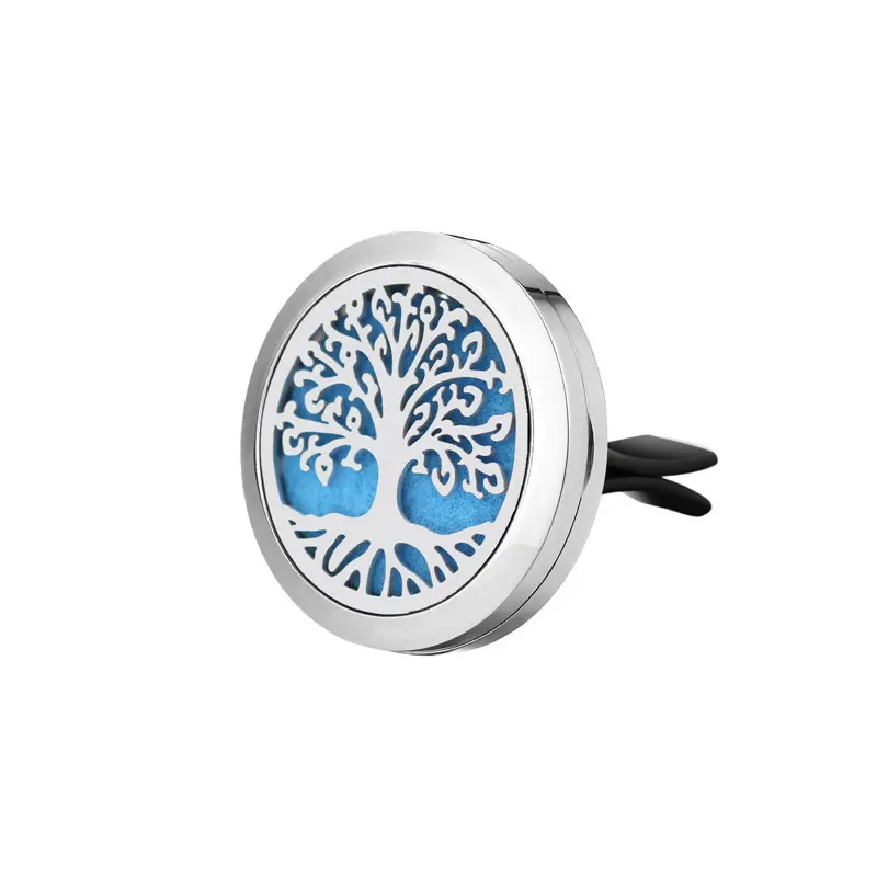 Aromatherapy Car Essential Oil Diffuser,tree of life design 316L Stainless Steel Locket With Vent Clip For Aromatherapy