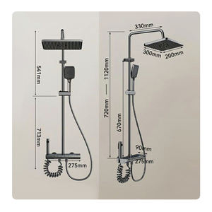 Set Doccia Moderno con Display LED, Sistema Doccia a Pioggia Intelligente con 4 Modalità, Miscelatore a Parete Completo per Vasca da Bagno, Rubinetto Doccia Grigio - Product Image 4