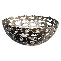 Handgemaakte wegwerp gepolijste moderne metalen sleutelvormige schaal, modern luxe huishoudelijk restaurant keuken gebruik servies fruitmand