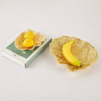Élégant ensemble de bols à fruits modernes en alliage doré en forme de feuille, plateau de service décoratif pour fêtes, salon, table basse, comptoir de cuisine