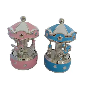 Modern circle carousel music box with led light Merry-Go-Round music box