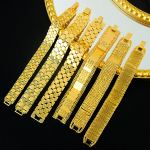 Pulseras Planas de Lujo Estilo Dubai, Personalizadas, Chapadas en Oro de 21k, para Mujeres y Hombres, Joyería para Regalo de Boda o Fiesta - Product Image 3