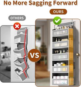 5-Layer Over the Door Organizer with 5 Large & 10 Side Pockets Durable Fabric Hanging <b>Shelf</b> 44 lb Load Capacity-Grey - Product Image 6